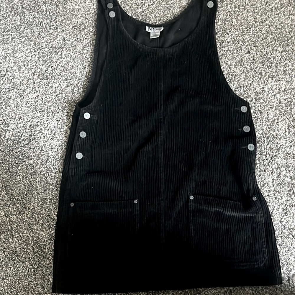 black overall dress